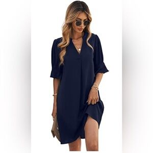 Famulily Women's V Neck Half Sleeve Shirt Dress size XXL normcore